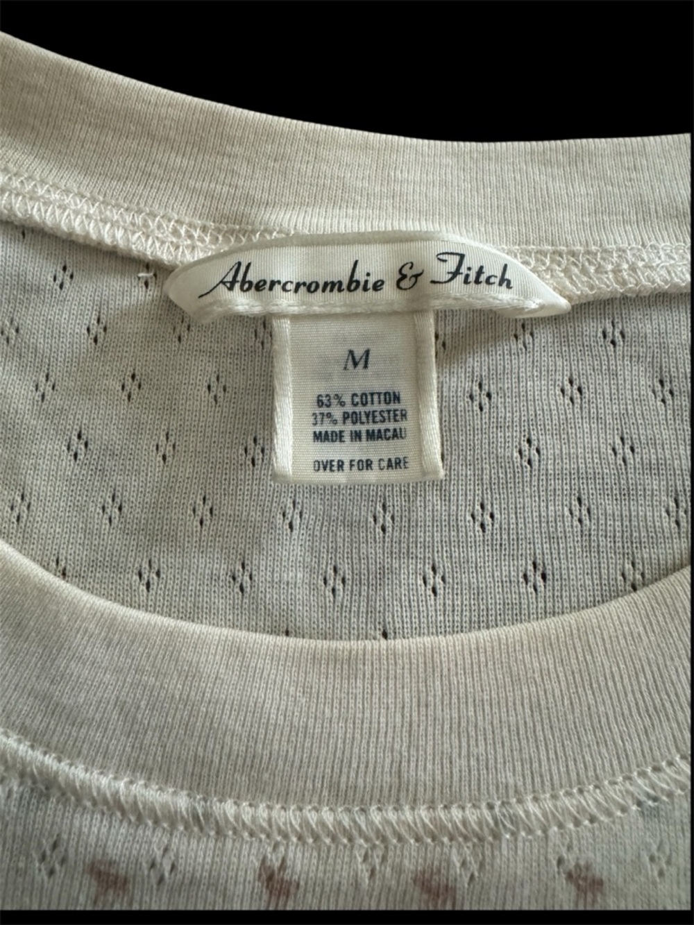 Abercrombie & Fitch Cream Eyelet Short Sleeve Top - Picture 3 of 3